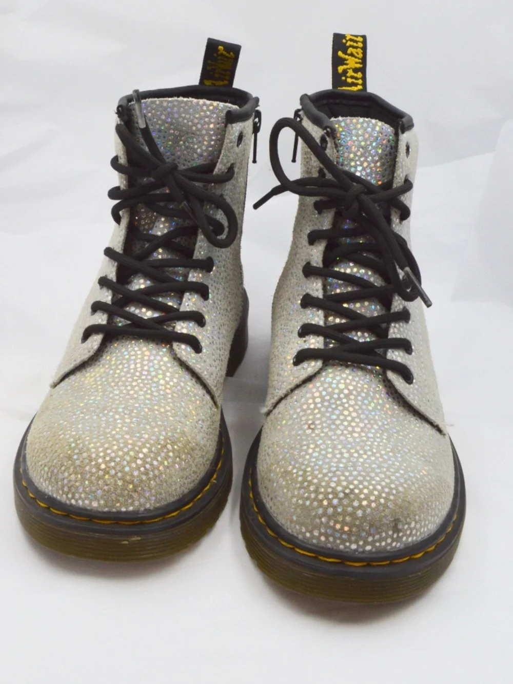 Dr. Martens 1460 Metallic Suede Docs Boots Silver Shimmer Women’s Size 5 - Picture 6 of 10